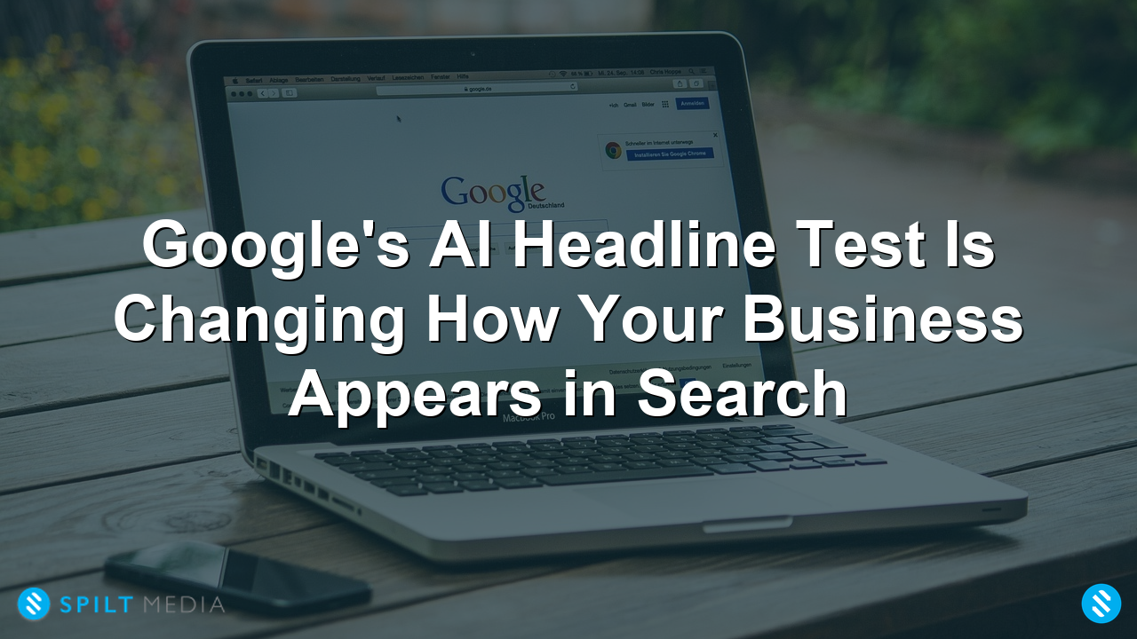 Laptop showing Google search illustrating AI headline changes in search results