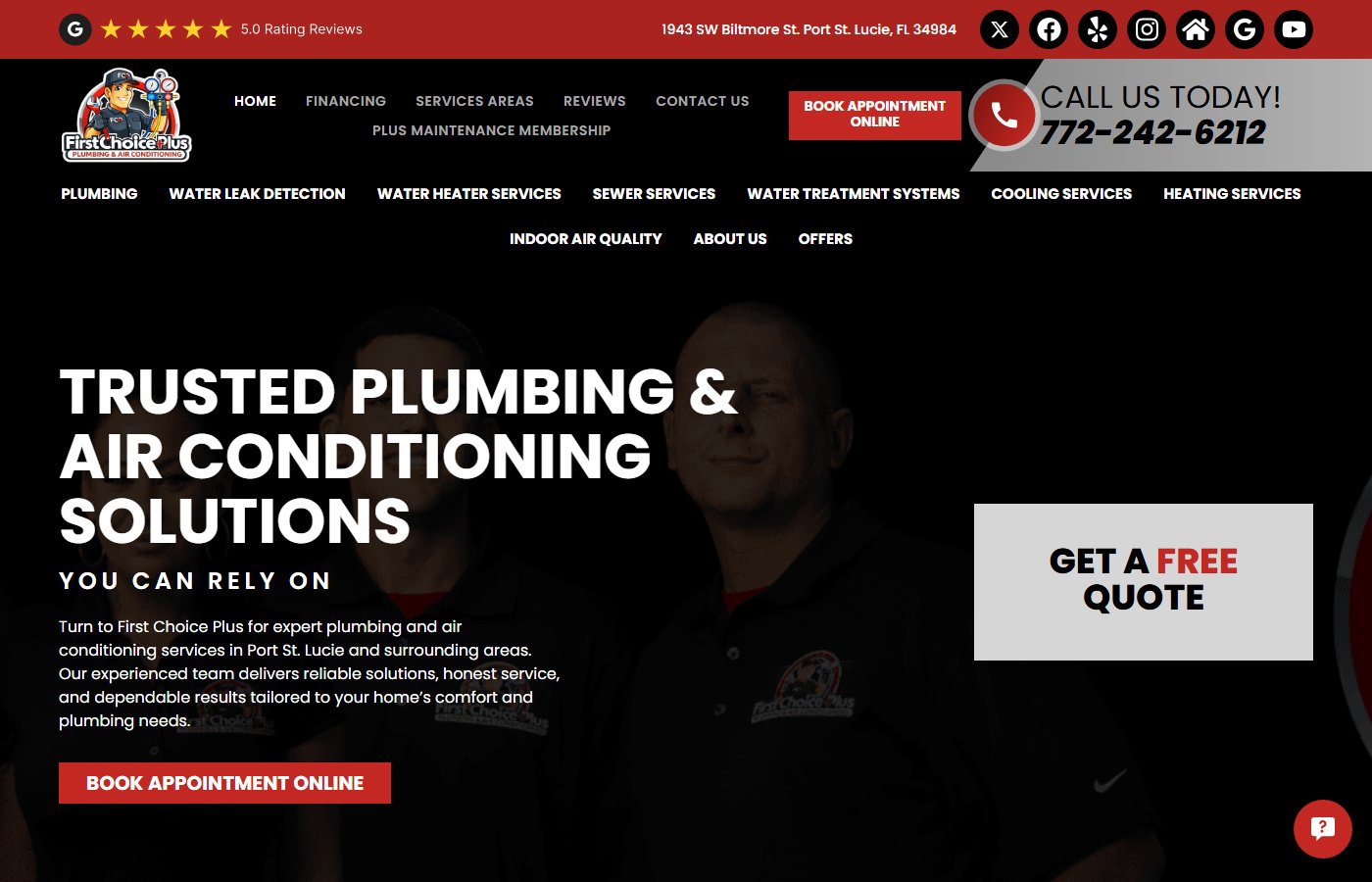First Choice Plumbing Solutions website screenshot