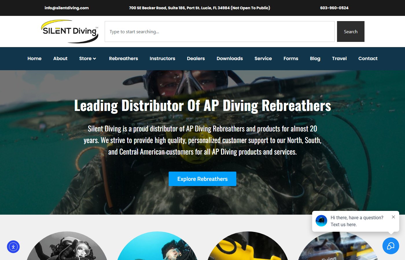 Silent Diving website screenshot