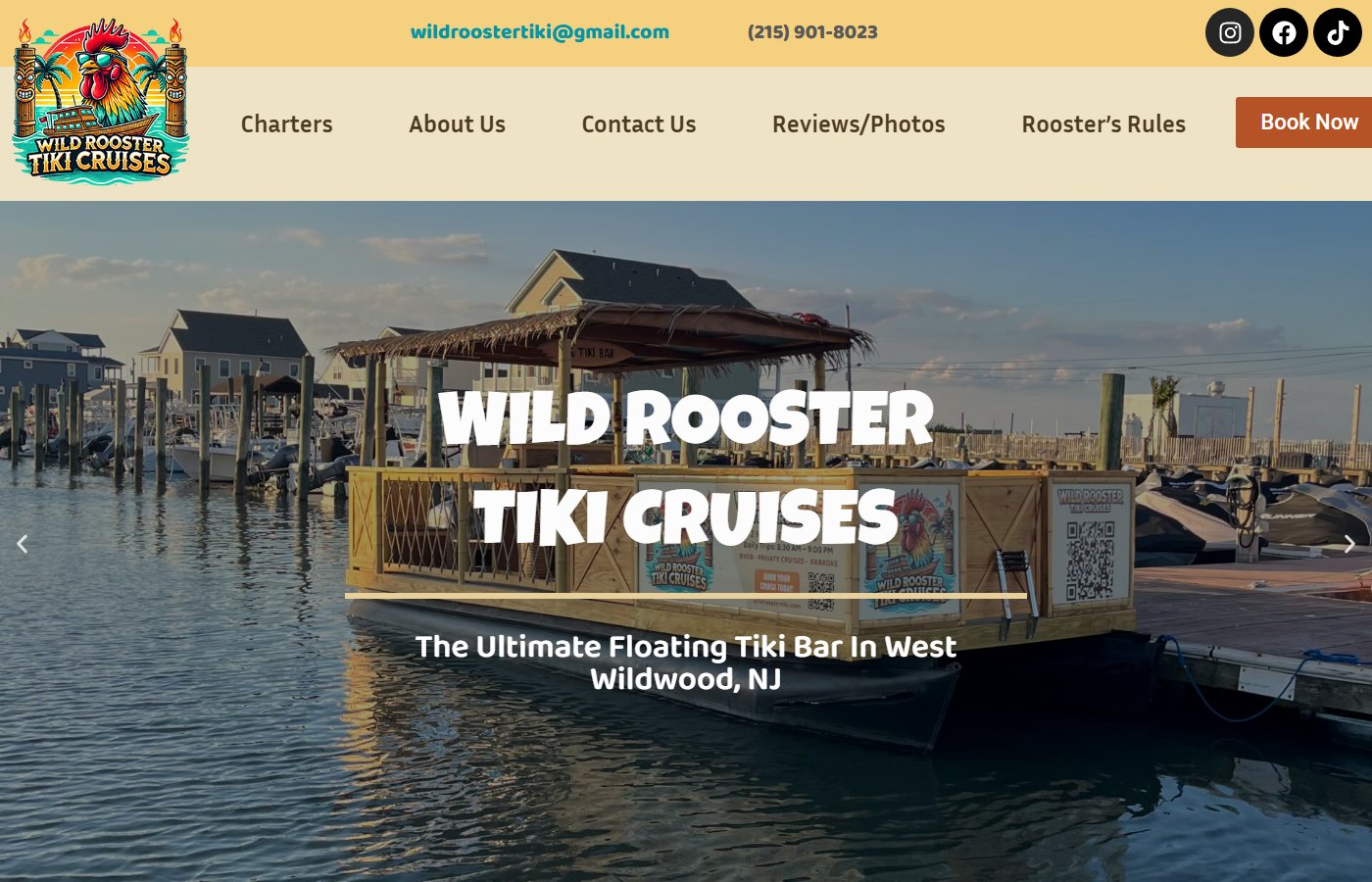 Wild Rooster Tiki Cruises website screenshot